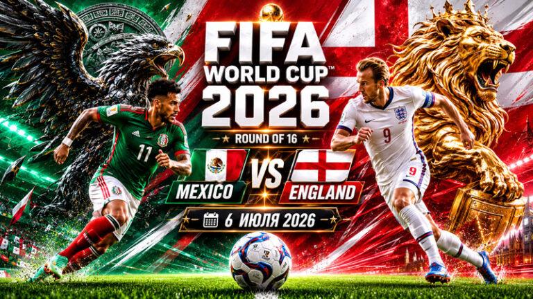 Мексика---Англия.-1---8-финала-Чемпионата-мира-по-футболу-FIFA-2026.-6-июля-2026.