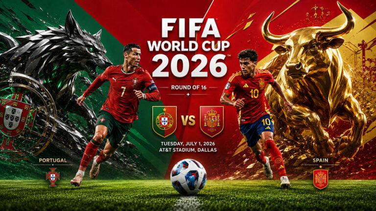 Португалия---Испания.-1-8-финала-Чемпионата-мира-по-футболу-FIFA-2026.-6-июля-2026.